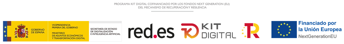 Logotipos de financiación: Gobierno de España, Red.es, Kit Digital, Plan de Recuperación y NextGenerationEU