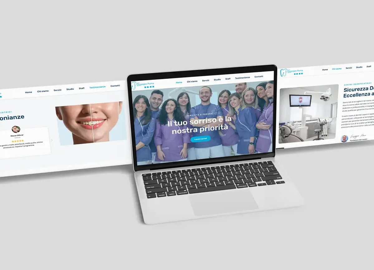 Web diseñada por Polarys para un centro odontológico, vista en portátil y móvil